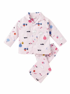Kids Sleepsuit for Baby Boy’s and Girl’s Topwear and Pajamas Set Long Sleeve Sleepwear Baby Clothing Sets - Peach Bear Print