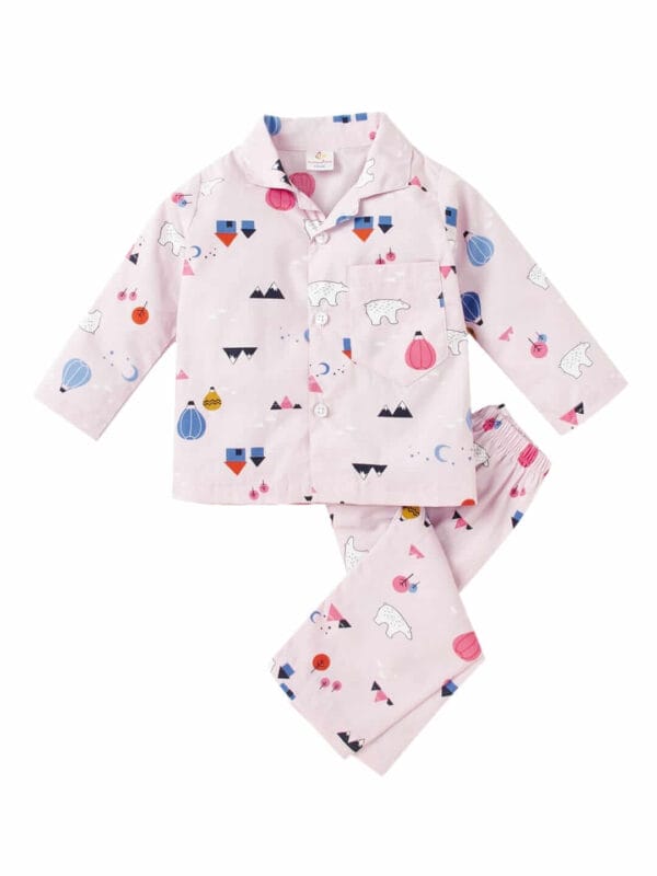 Kids Sleepsuit for Baby Boy’s and Girl’s Topwear and Pajamas Set Long Sleeve Sleepwear Baby Clothing Sets - Peach Bear Print