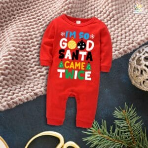 Babywish Christmas Full Body Romper Clothes My First Merry Bodysuit I Am So Good Santa Came Twice