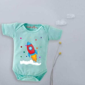Baby First Birthday Celebrations Romper Clothes Baby Newborn Bodysuits Outfit Envelop Neck Half Sleeve Unisex Onesies "Space Ship Print"