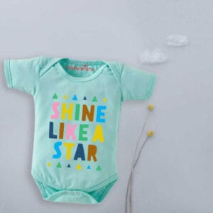 Baby First Birthday Celebrations Romper Clothes Baby Newborn Bodysuits Outfit Envelop Neck Half Sleeve Unisex Onesies "Shine Like A Star"