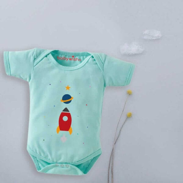 Baby First Birthday Celebrations Romper Clothes Baby Newborn Bodysuits Outfit Envelop Neck Half Sleeve Unisex Onesies "Universe Print" - Image 2