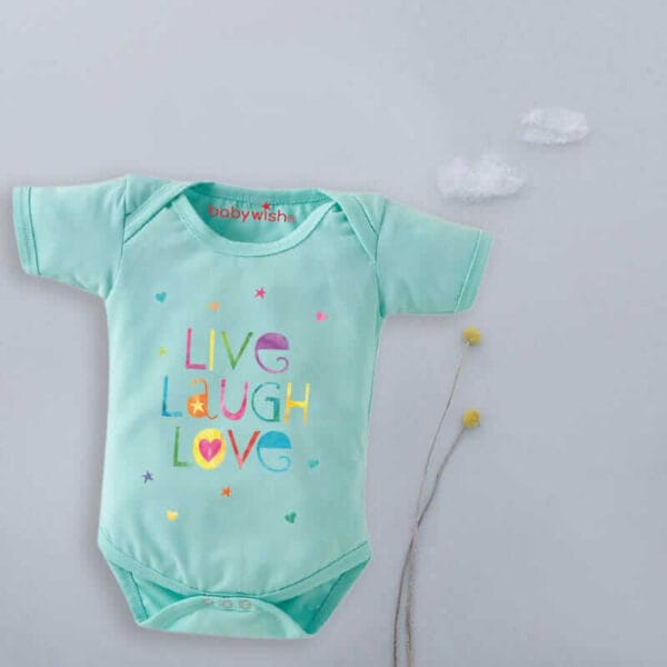 Baby First Birthday Celebrations Romper Clothes Baby Newborn Bodysuits Outfit Envelop Neck Half Sleeve Unisex Onesies "Live Laugh Love Print" - Image 2