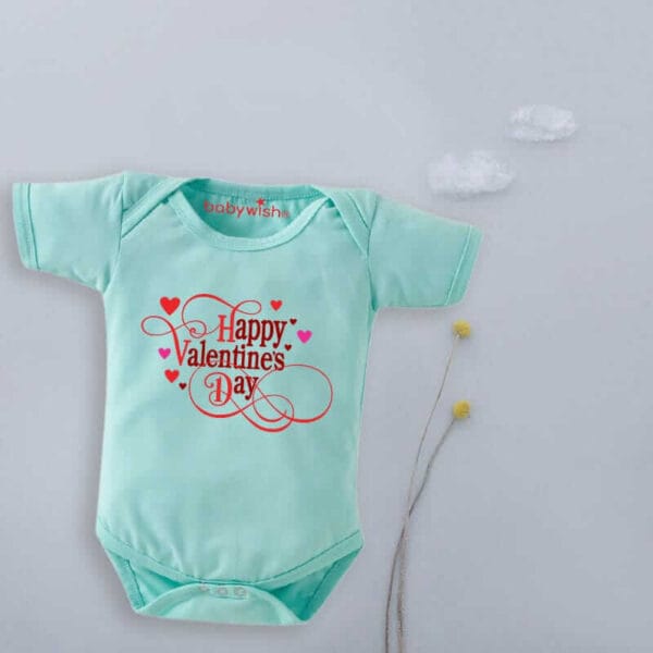 Baby First Valentine Day Romper Clothes Baby valentine Bodysuits Newborn Outfit Envelop Neck Half Sleeve Unisex Onesies"Happy Valentine Day" - Image 4