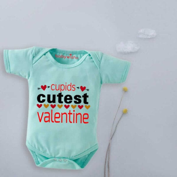 Baby First Valentine Day Romper Clothes Baby valentine Bodysuits Newborn Outfit Envelop Neck Half Sleeve Unisex Onesies"Cupid Cutest Valentine" - Image 5