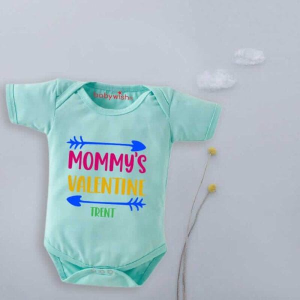 Baby First Valentine Day Romper Clothes Baby valentine Bodysuits Newborn Outfit Envelop Neck Half Sleeve Unisex Onesies"Mummy's Valentine Trent" - Image 5