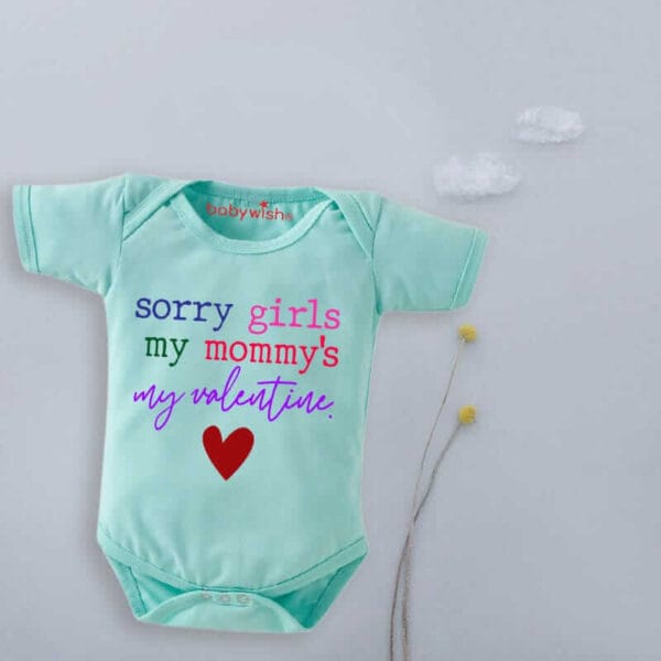 Baby First Valentine Day Romper Clothes Baby valentine Bodysuits Newborn Outfit Envelop Neck Half Sleeve Unisex Onesies"Sorry Girls on Valentine"