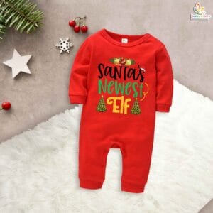 Babywish Christmas Full Body Romper Clothes My First Merry Bodysuit Santa Newest ELF Print