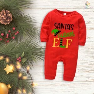 Babywish Christmas Full Body Romper Clothes My First Merry Bodysuit Santa's cutest ELF Print