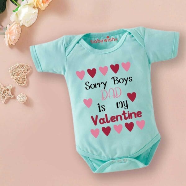Baby First Valentine Day Romper Clothes Baby valentine Bodysuits Newborn Outfit Envelop Neck Half Sleeve Unisex Onesies"Sorry Boys on Valentine" - Image 4