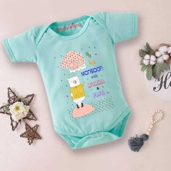 Baby Newborn Monsoon Bodysuits romper Half Sleeve Envelope Neck Onesies Rainfall  Outfit - Image 2