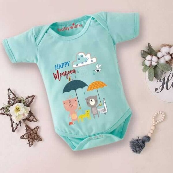 Baby Newborn Monsoon Bodysuits romper Half Sleeve Envelope Neck Onesies Rainfall  Outfit - Image 2