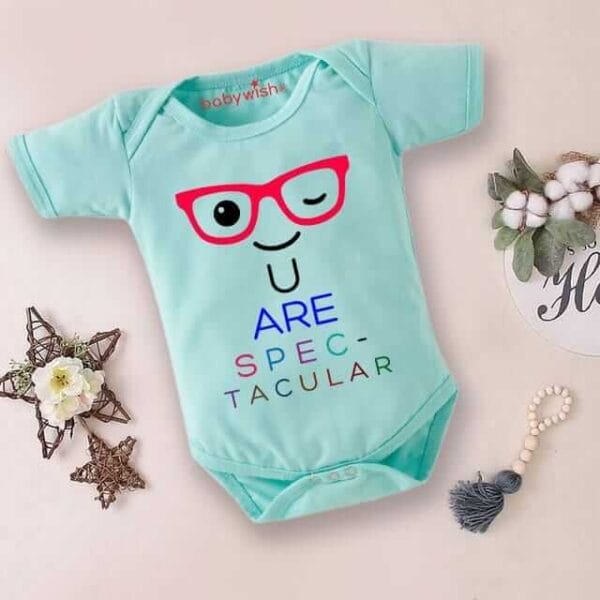 Baby First Birthday Celebrations Romper Clothes Baby Newborn Bodysuits Outfit Envelop Neck Half Sleeve Unisex Onesies "You are Spectacular" - Image 2