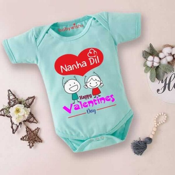Baby First Valentine Day Romper Clothes Baby valentine Bodysuits Newborn Outfit Envelop Neck Half Sleeve Unisex Onesies"Nana's Dil on Valentine" - Image 4