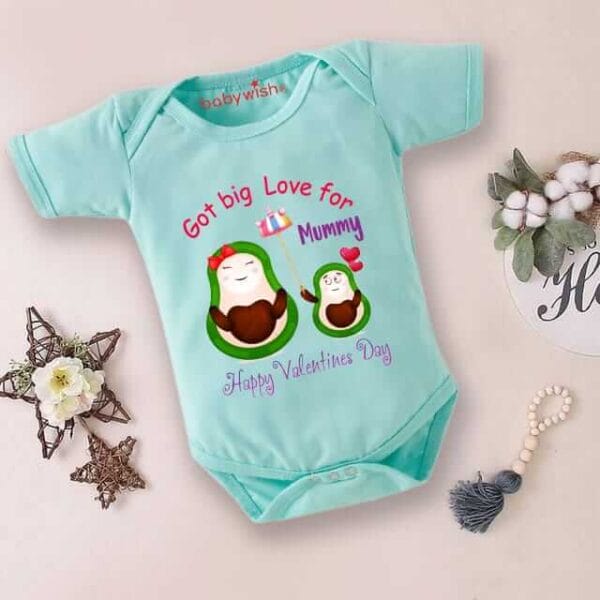 Baby First Valentine Day Romper Clothes Baby valentine Bodysuits Newborn Outfit Envelop Neck Half Sleeve Unisex Onesies"Got Big Love For Mummy" - Image 4