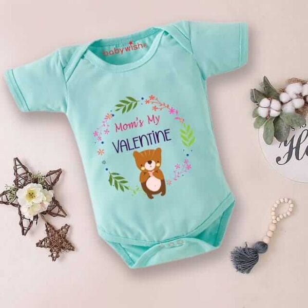 Baby First Valentine Day Romper Clothes Baby valentine Bodysuits Newborn Outfit Envelop Neck Half Sleeve Unisex Onesies"Mom's Valentine" - Image 4