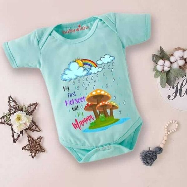 Baby Newborn Monsoon Bodysuits romper Half Sleeve Envelope Neck Onesies Rainfall  Outfit - Image 2