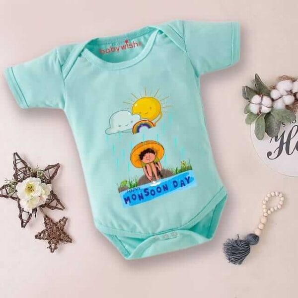 Baby Newborn Monsoon Bodysuits romper Half Sleeve Envelope Neck Onesies Rainfall  Outfit - Image 2
