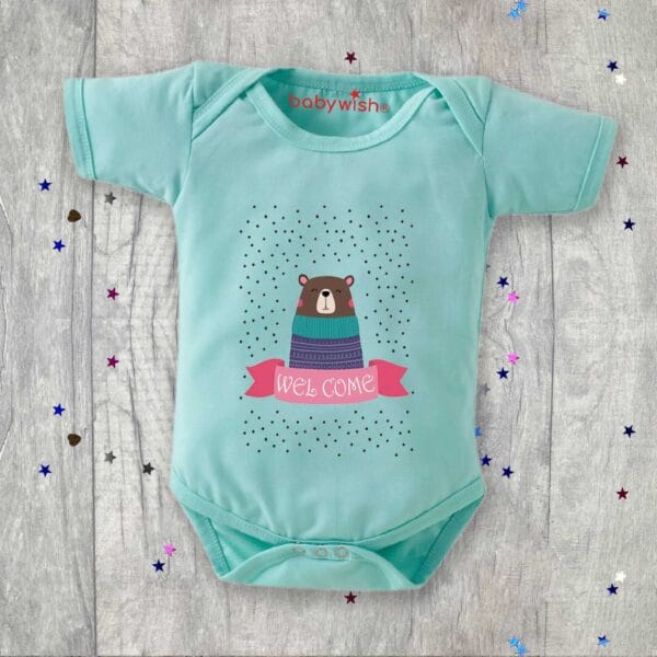 Baby First Birthday Celebrations Romper Clothes Baby Newborn Bodysuits Outfit Envelop Neck Half Sleeve Unisex Onesies "Welcome Beer Print" - Image 2