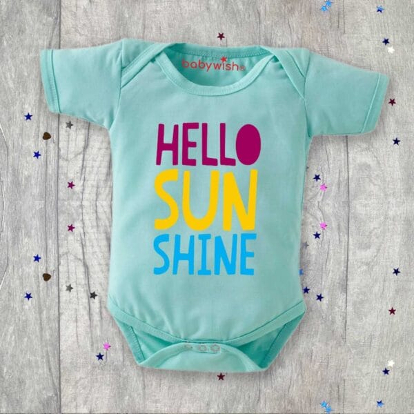 Baby First Birthday Celebrations Romper Clothes Baby Newborn Bodysuits Outfit Envelop Neck Half Sleeve Unisex Onesies "Hello Sun" - Image 3