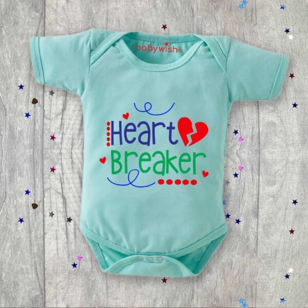 Baby First Valentine Day Romper Clothes Baby valentine Bodysuits Newborn Outfit Envelop Neck Half Sleeve Unisex Onesies"Heart Breaker Print" - Image 4