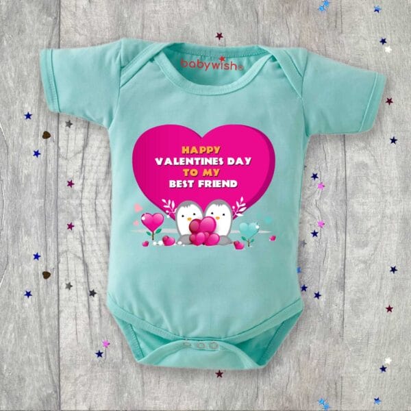Baby First Valentine Day Romper Clothes Baby valentine Bodysuits Newborn Outfit Envelop Neck Half Sleeve Unisex Onesies"Happy Valentine Friend" - Image 4