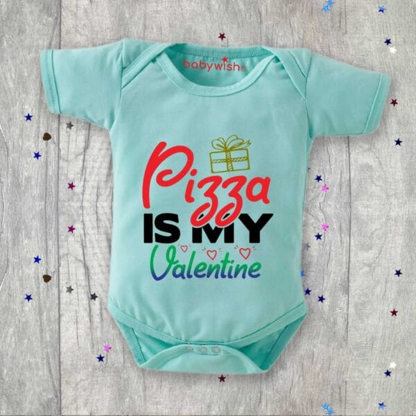 Baby First Valentine Day Romper Clothes Baby valentine Bodysuits Newborn Outfit Envelop Neck Half Sleeve Unisex Onesies"Pizza is my Valentine" - Image 5