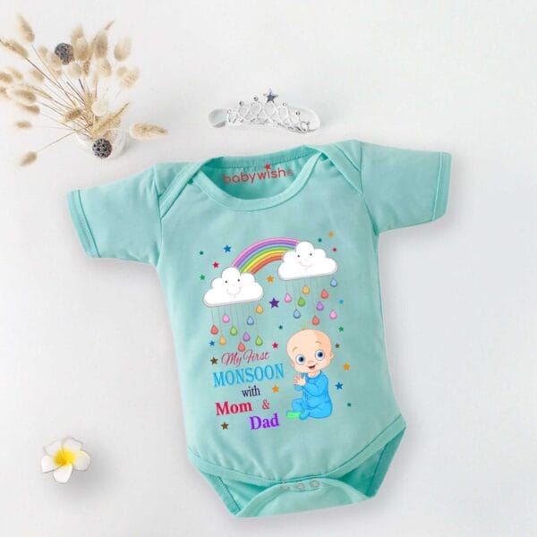 Baby Newborn Monsoon Bodysuits romper Half Sleeve Envelope Neck Onesies Rainfall  Outfit - Image 2