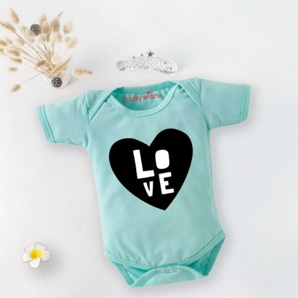 Baby First Birthday Celebrations Romper Clothes Baby Newborn Bodysuits Outfit Envelop Neck Half Sleeve Unisex Onesies "Black Love Print"