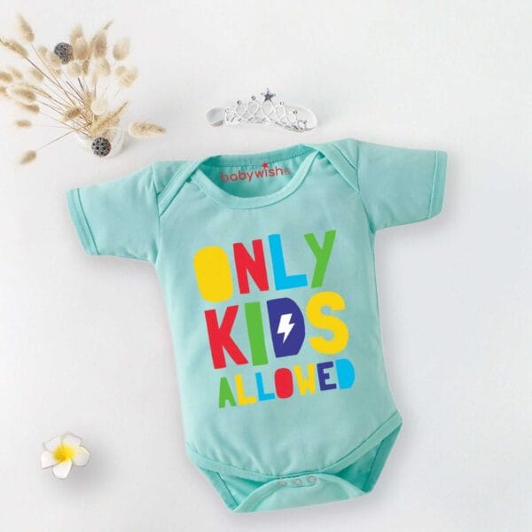 Baby First Birthday Celebrations Romper Clothes Baby Newborn Bodysuits Outfit Envelop Neck Half Sleeve Unisex Onesies "Only Kids Allowed" - Image 3