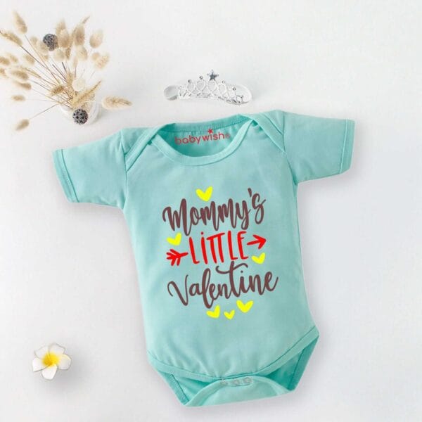 Baby First Valentine Day Romper Clothes Baby valentine Bodysuits Newborn Outfit Envelop Neck Half Sleeve Unisex Onesies"Mummy's Valentine" - Image 4