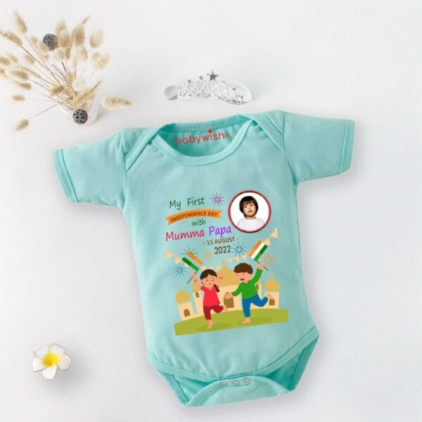 Babywish Independence Day T-Shirt for Boys and Girls 15th August Romper HAPPY INDEPENDENCE DAY - Image 2
