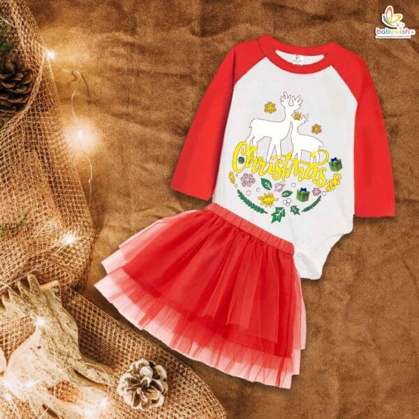 Newborn girls tutu skirt Full Sleeve romper Christmas print onesies bodysuits for baby 0 to 12 months - Image 2