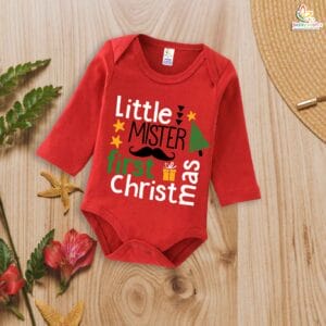 Babywish Christmas Romper Clothes My First Merry Bodysuit Romper Little mister first Christmas