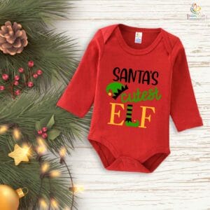 Babywish Christmas Romper Clothes My First Merry Bodysuit Romper Santa's cutest ELF Print
