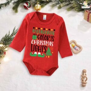 Babywish Christmas Romper Clothes My First Merry Bodysuit Romper My Fevorite color is Christmas Light