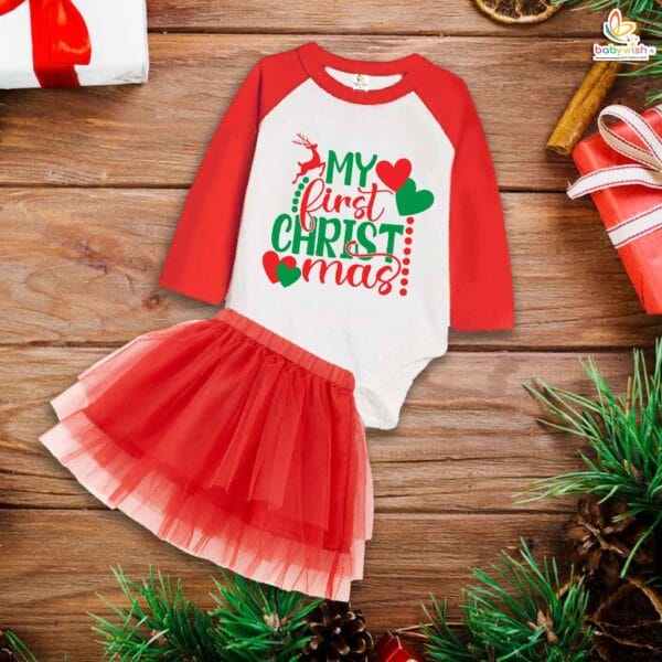 Newborn girls tutu skirt Full Sleeve romper Christmas print onesies bodysuits for baby 0 to 12 months - Image 2