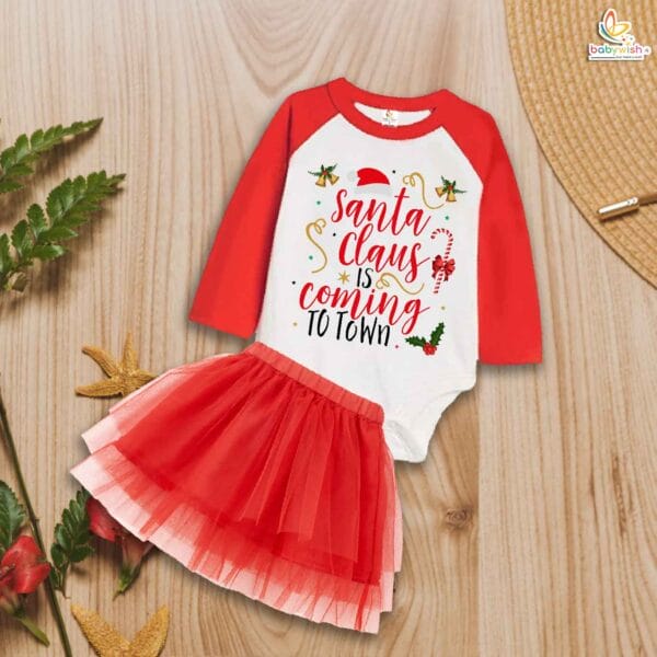 Newborn girls tutu skirt Full Sleeve romper Christmas print onesies bodysuits for baby 0 to 12 months - Image 2