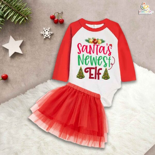Newborn girls tutu skirt Full Sleeve romper Christmas print onesies bodysuits for baby 0 to 12 months - Image 2