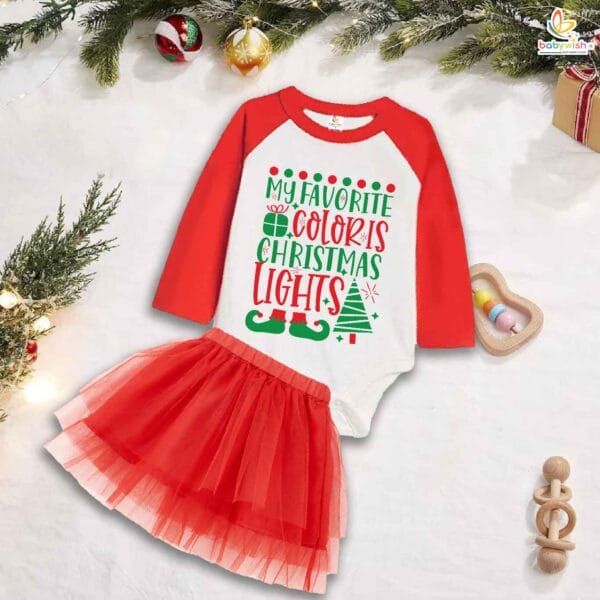 Newborn girls tutu skirt Full Sleeve romper Christmas print onesies bodysuits for baby 0 to 12 months - Image 2