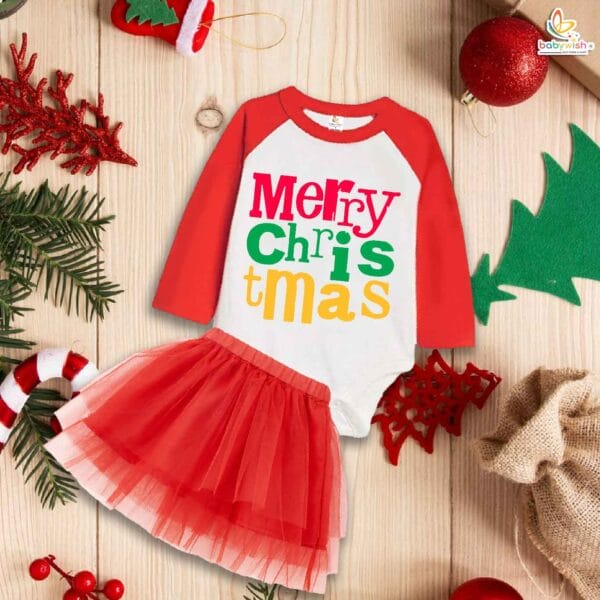 Newborn girls tutu skirt Full Sleeve romper Christmas print onesies bodysuits for baby 0 to 12 months - Image 2