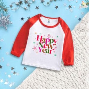 My First New Year T-Shirt | Happy New Year Print Full Sleeve Baby Tee | Winter Celebration Outfit for Boys & Girls – Babywish