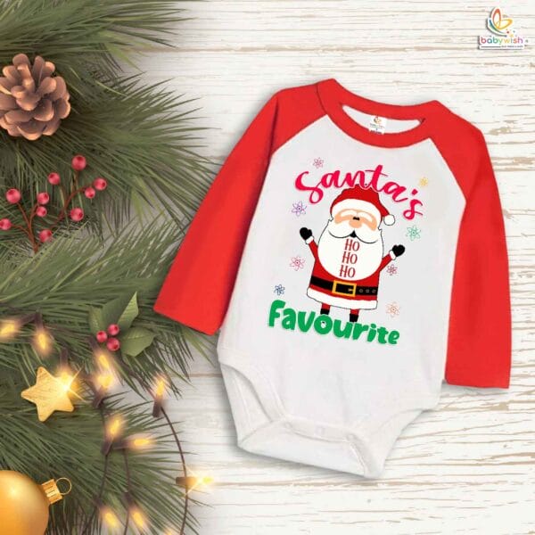 Babywish Christmas Romper Clothes My First Merry Bodysuit Romper Santa's Favourite HO HO HO Print - Image 2