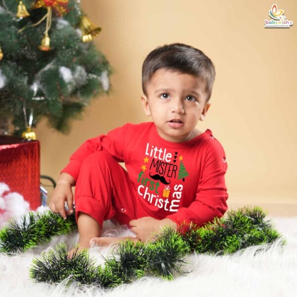 Babywish Christmas Full Body Romper Clothes My First Merry Full Bodysuit Little mister first Christmas - Image 4