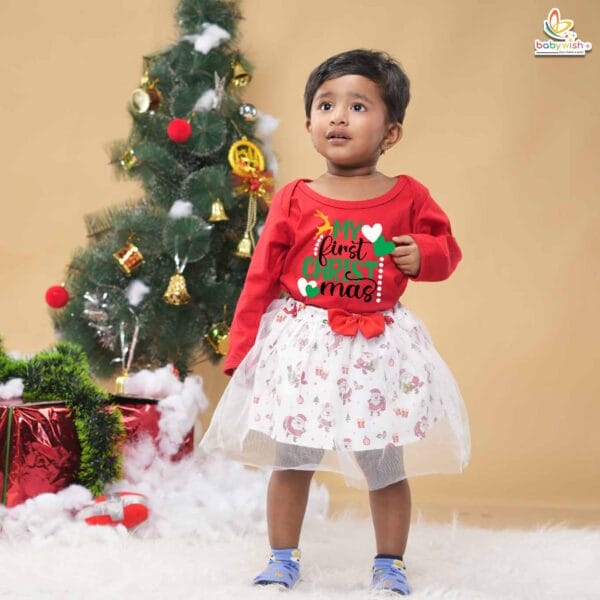 Newborn girls tutu skirt Full Sleeve romper Christmas print onesies bodysuits for baby 0 to 12 months - Image 3