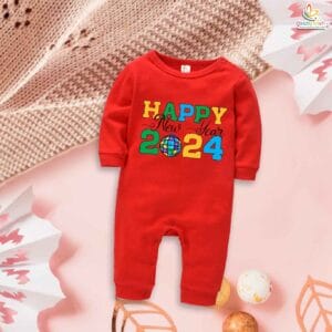 My First New Year Romper | Happy New Year 2024 Full Body Bodysuit for Baby Boys & Girls | Festive Baby Outfit – Babywish