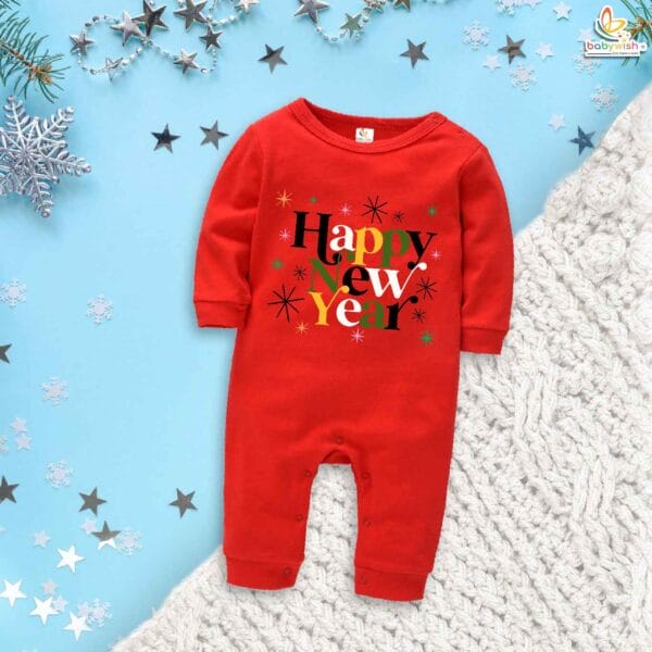 My First New Year Romper | Happy New Year Full Body Bodysuit for Baby Boys & Girls | Festive Holiday Outfit – Babywish