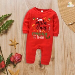 Babywish Christmas Full Body Romper Clothes My First Merry Bodysuit Santa Claus Is Coming to Town