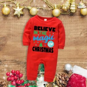 Babywish Christmas Full Body Romper Clothes My First Merry Bodysuit Believe In The Magic of Christmas Print