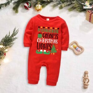 Babywish Christmas Full Body Romper Clothes My First Merry Bodysuit My Fevorite color is Christmas Light
